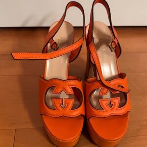 Gucci Women's Bold Orange Platform Heels